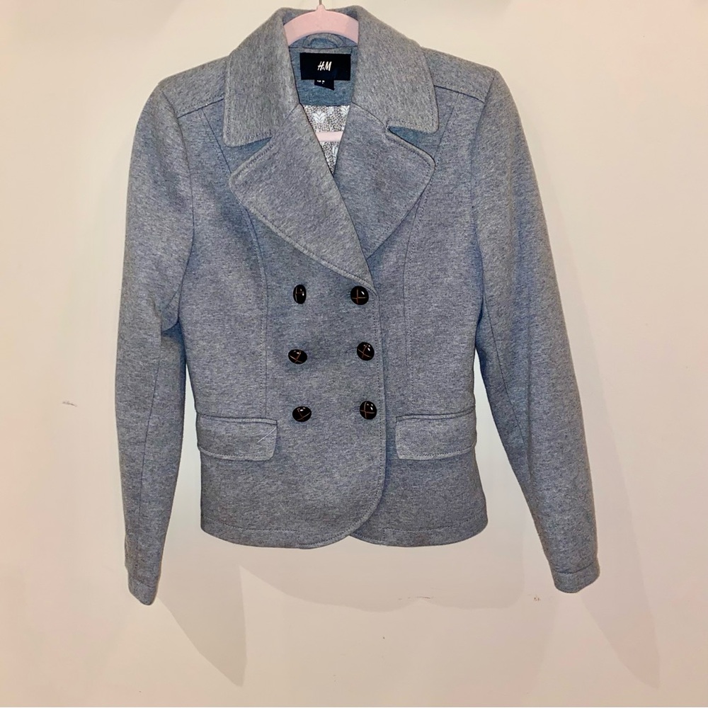 Women’s H&M Gray High Collar Peacoat Size 8